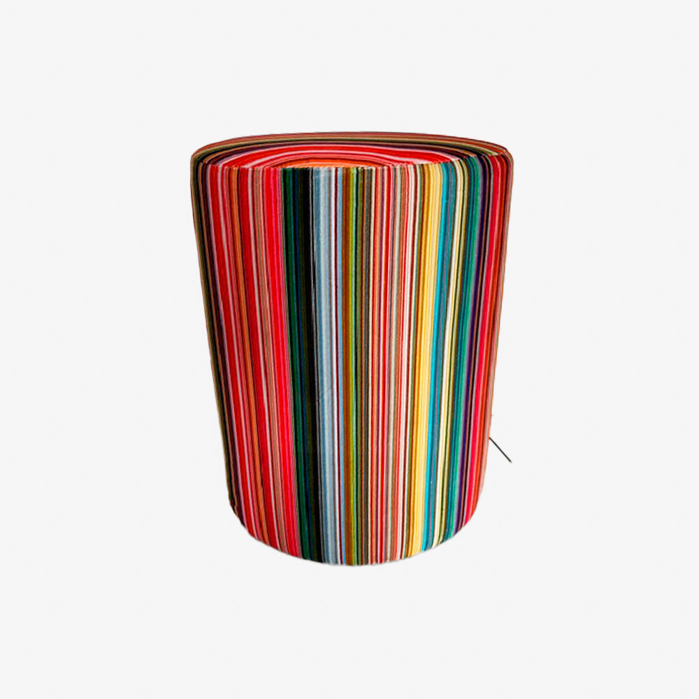 Fine Stripe Velvet Footstool