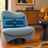 Retro Geometric Velvet Cushion - Cobalt