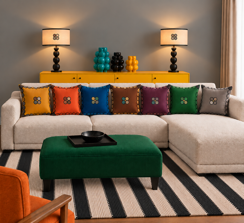 Ombré Circle Velvet Cushions