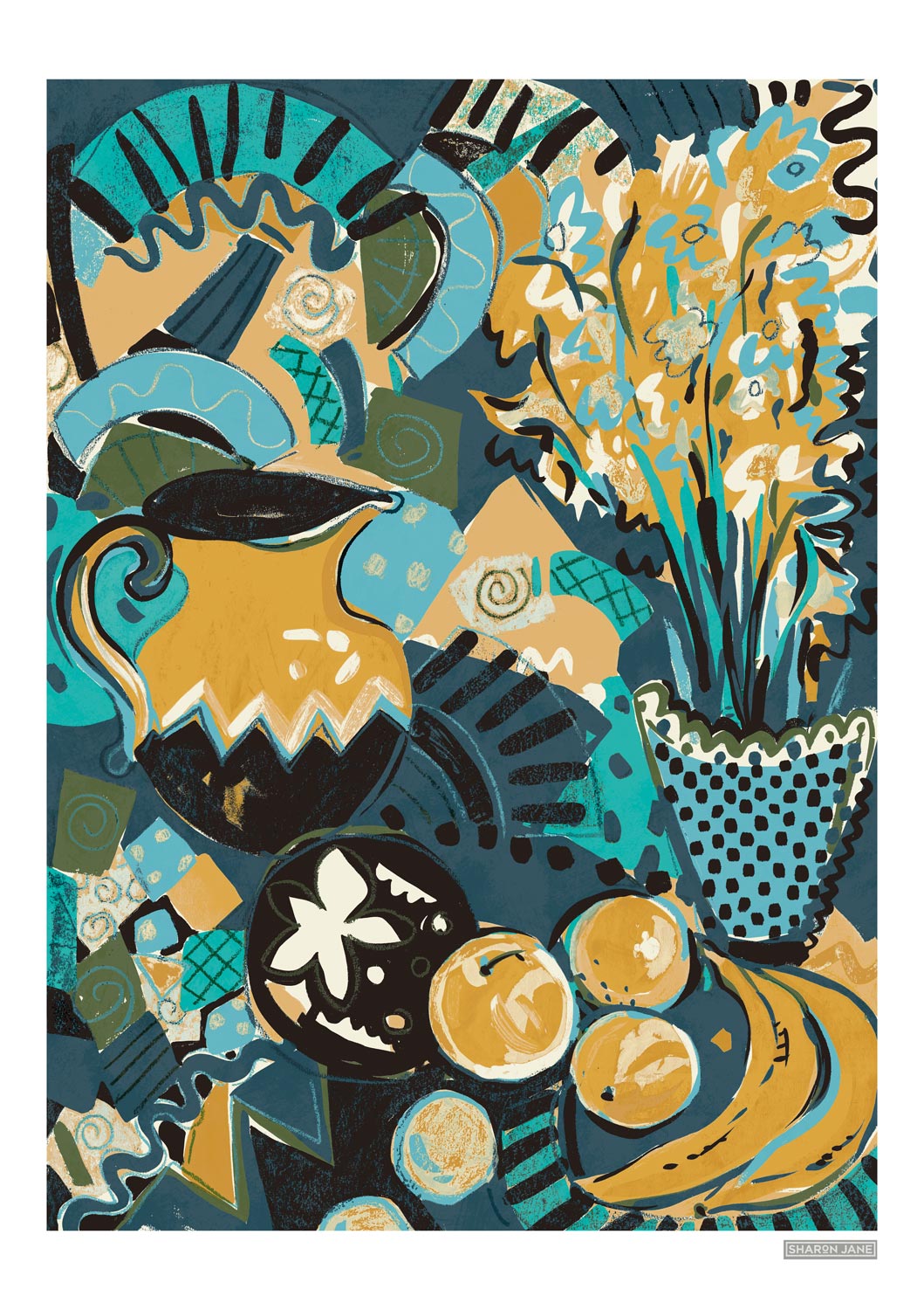 Still life print - Turquoise + blue