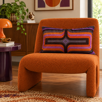 Retro Geometric Velvet - Aubergine