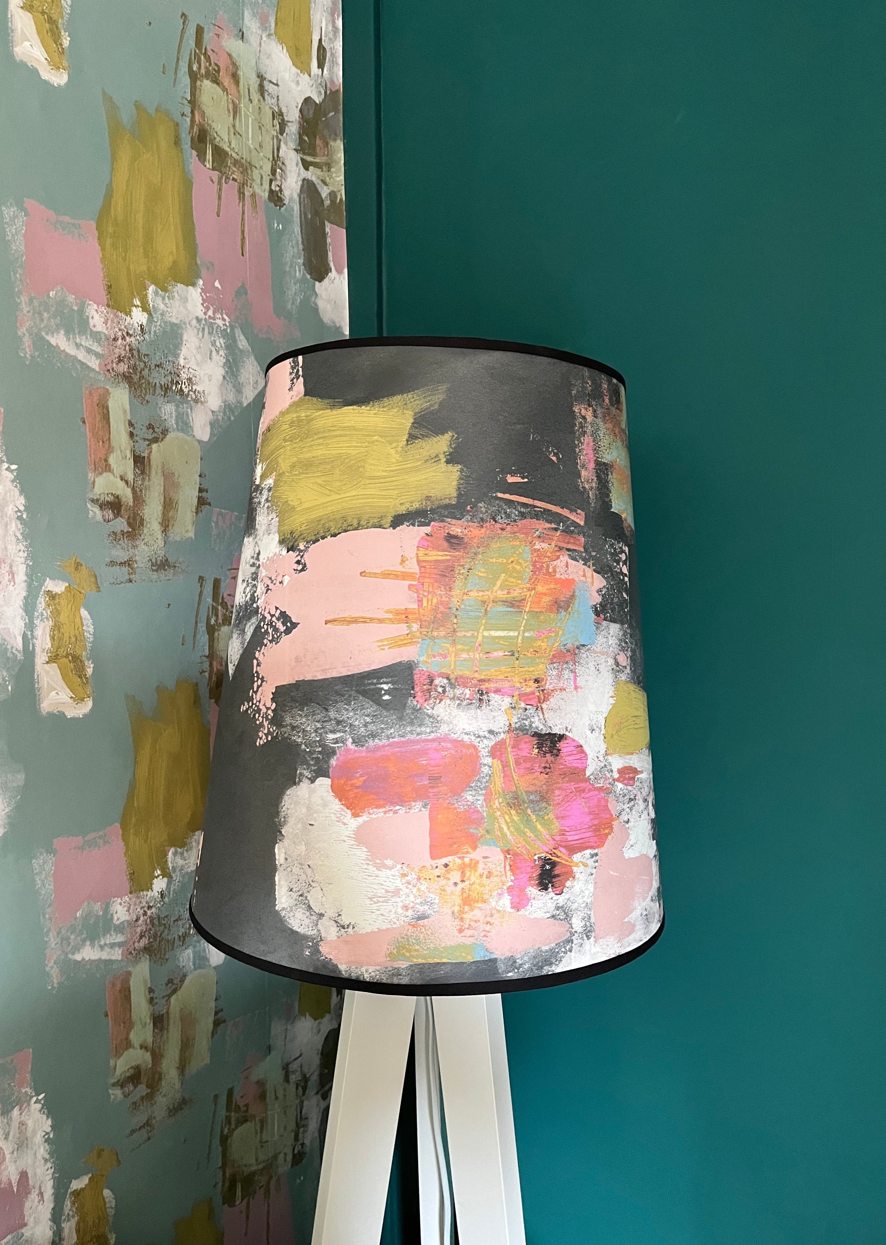 Painterly Abstract Lamp shade - Black Large