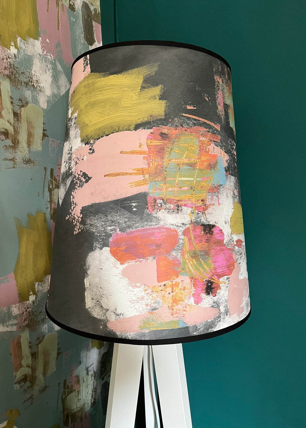 Painterly Abstract Lamp shade - Black Large