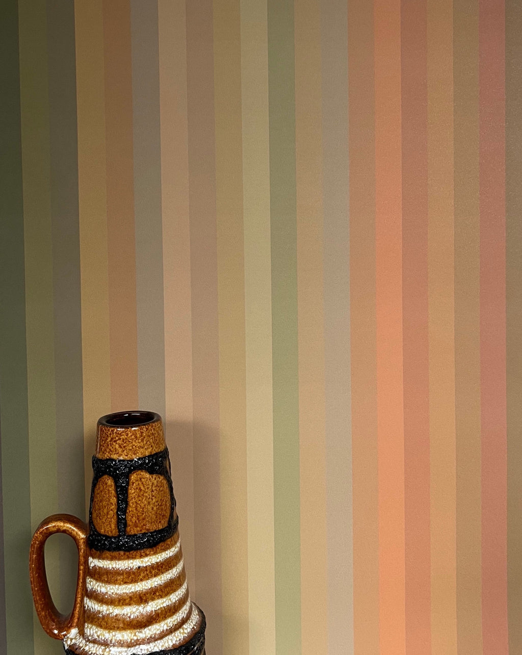 Tonal Stripe Wallpaper - Olive to Rust
