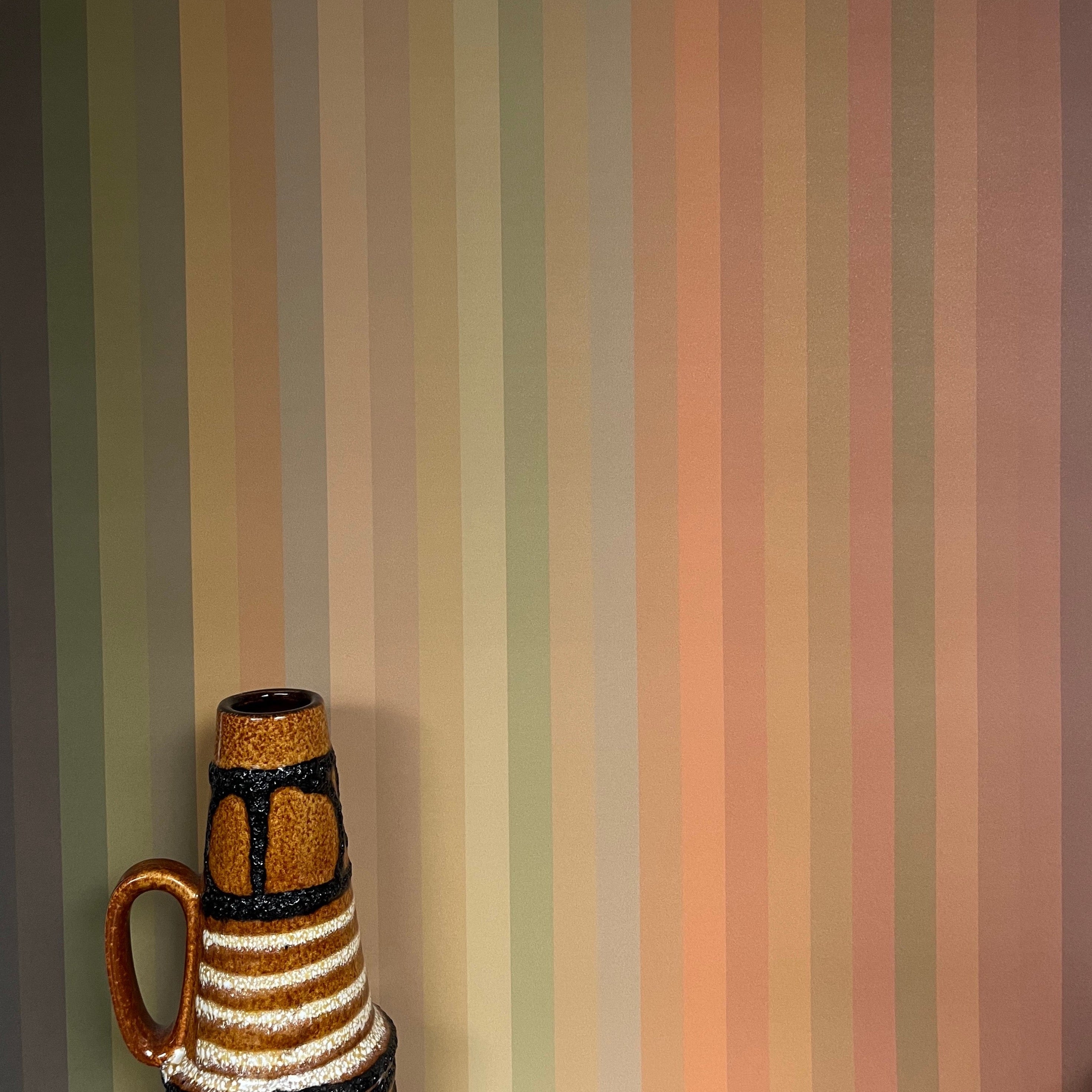 Tonal Stripe Wallpaper - Olive to Rust