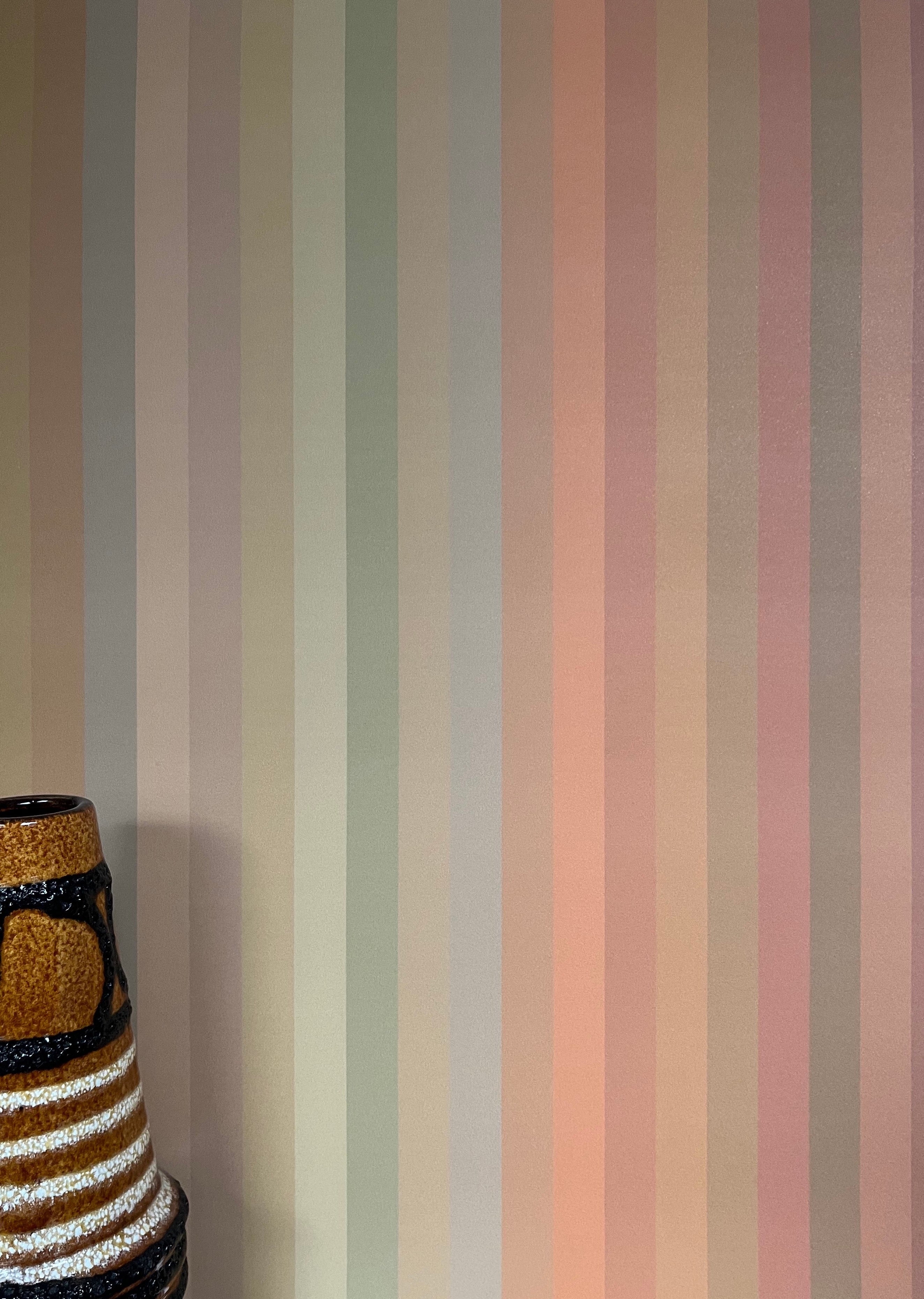 Tonal Stripe Wallpaper - Olive to Rust