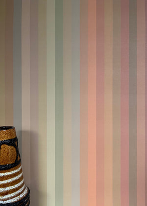 Tonal Stripe Wallpaper - Olive to Rust