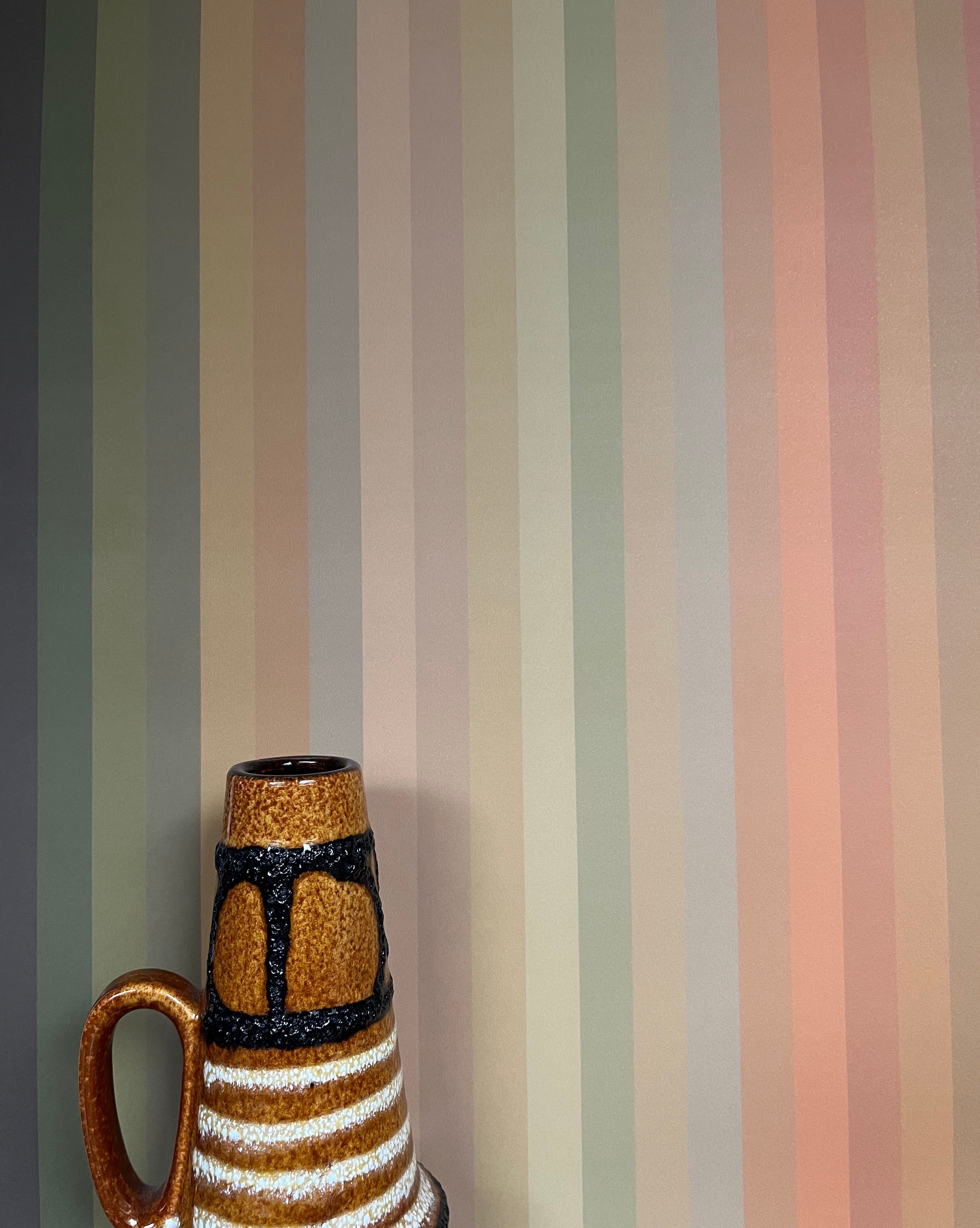 Tonal Stripe Wallpaper - Olive to Rust
