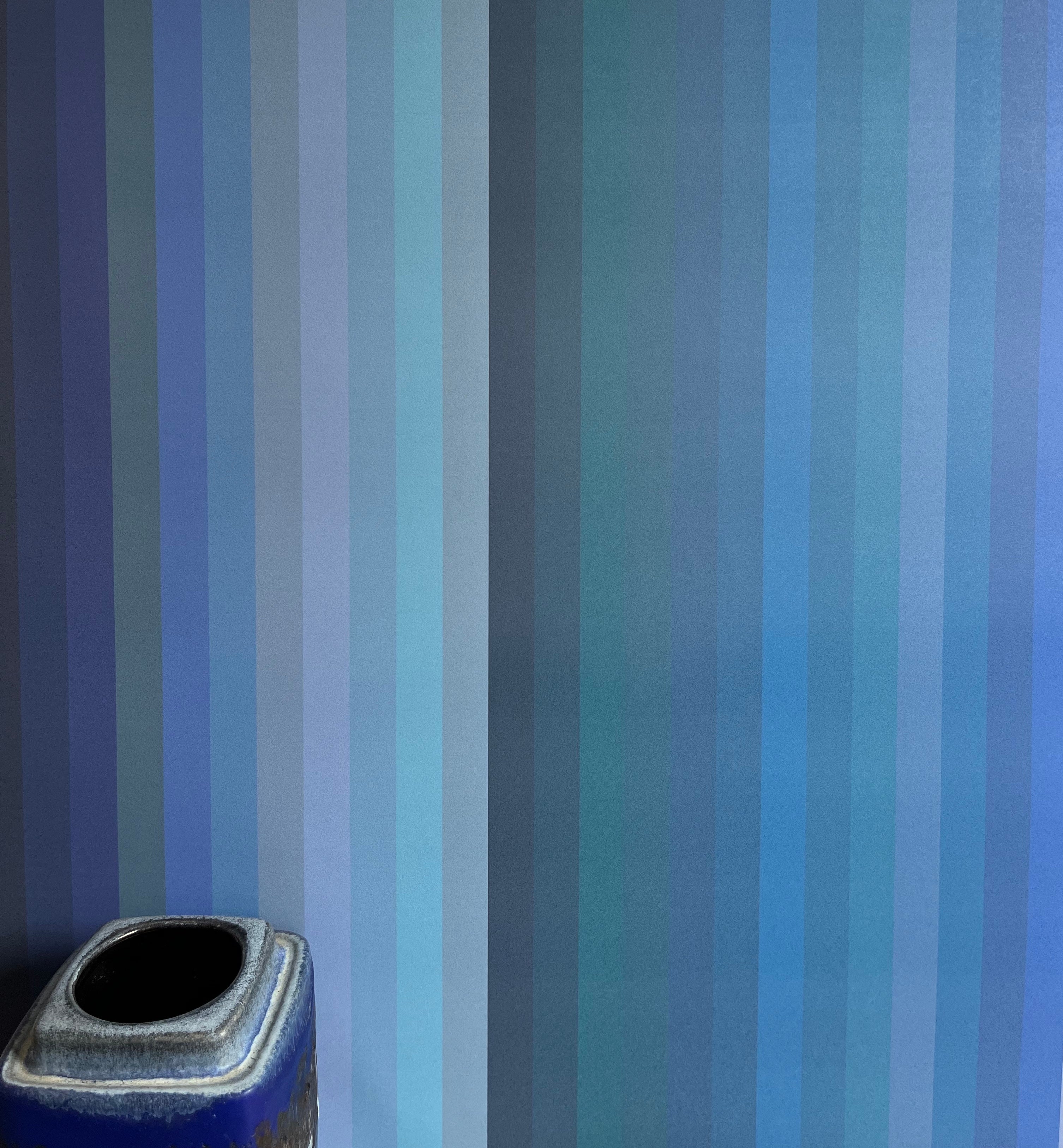 Tonal Stripe Wallpaper - Dark Navy to Grey blue