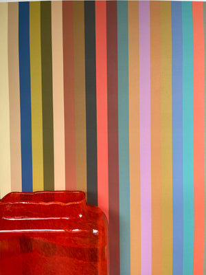 Tonal Stripe Wallpaper - Multi Bright Coral