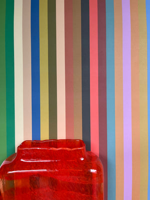 Tonal Stripe Wallpaper - Multi Bright Coral