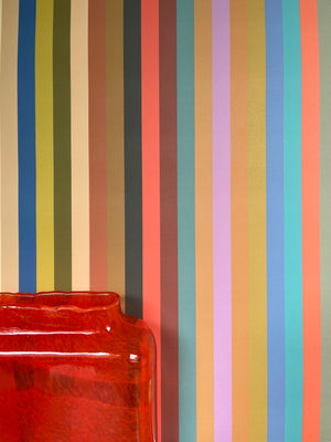 Tonal Stripe Wallpaper - Multi Bright Coral