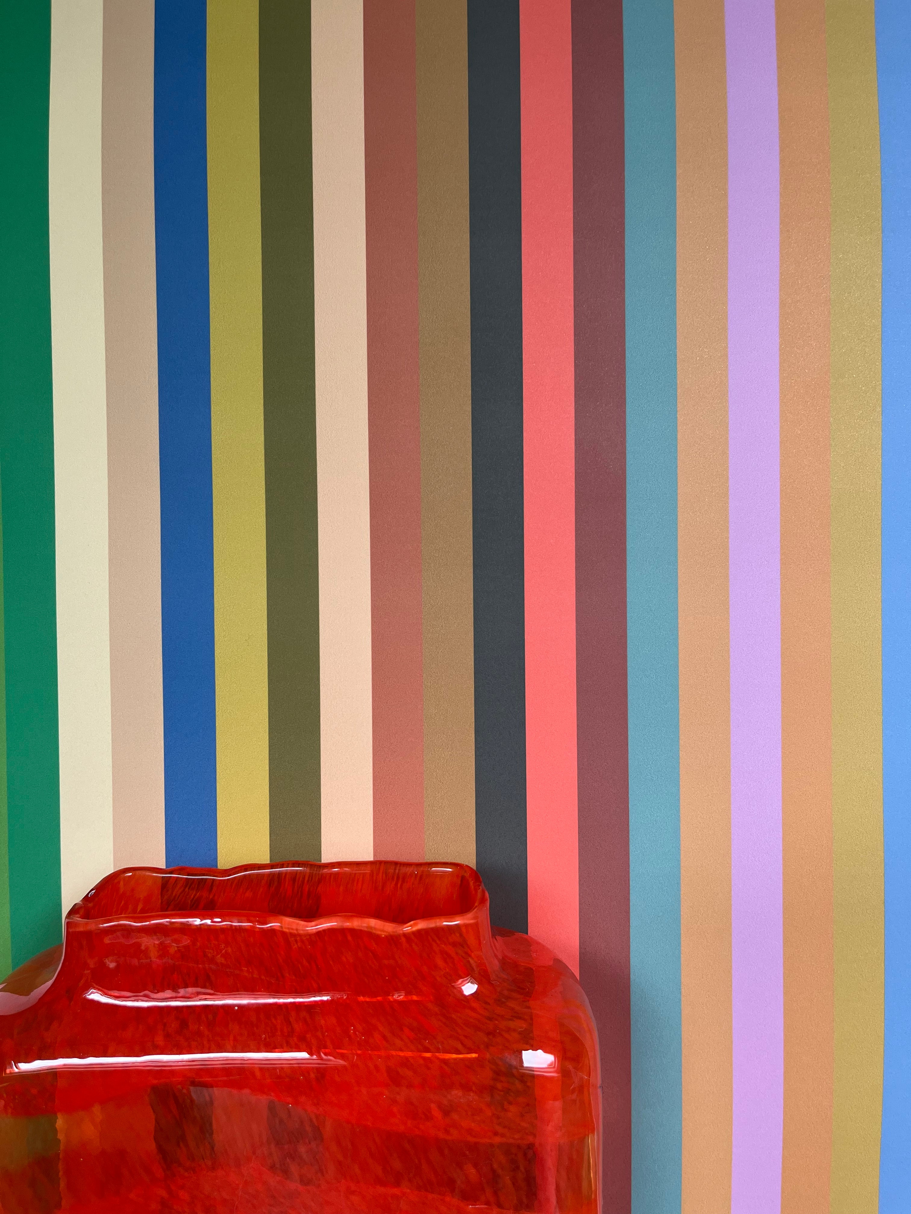 Tonal Stripe Wallpaper - Multi Bright Coral