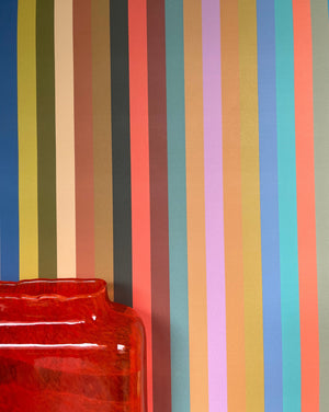 Tonal Stripe Wallpaper - Multi Bright Coral
