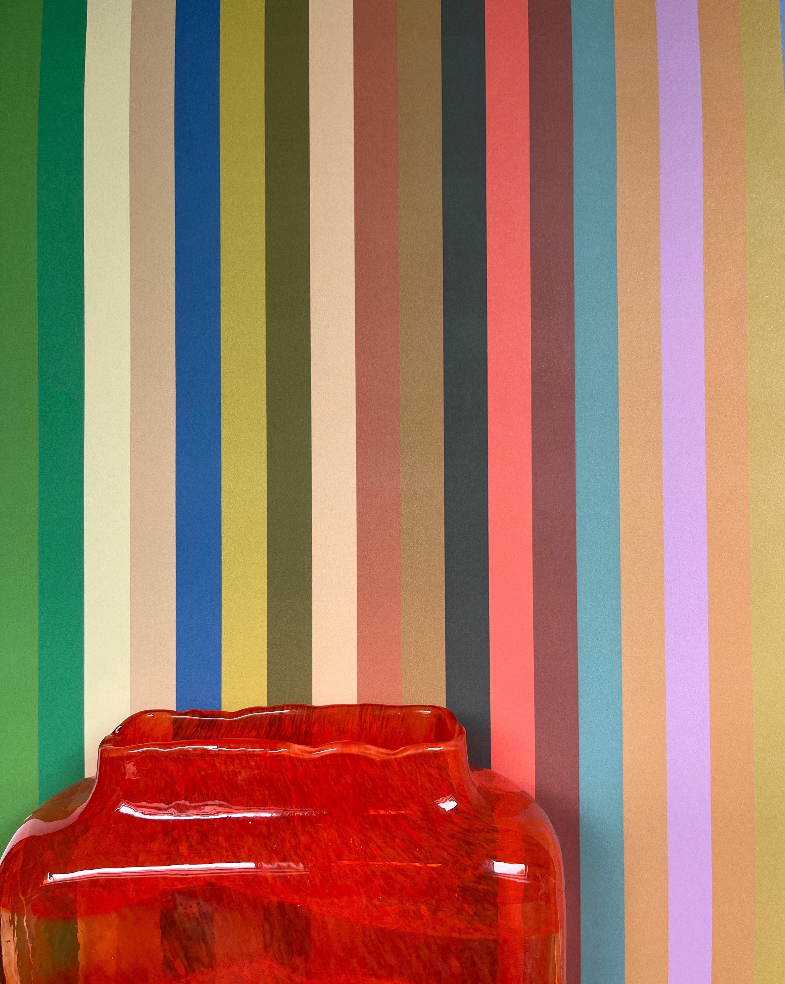 Tonal Stripe Wallpaper - Multi Bright Coral