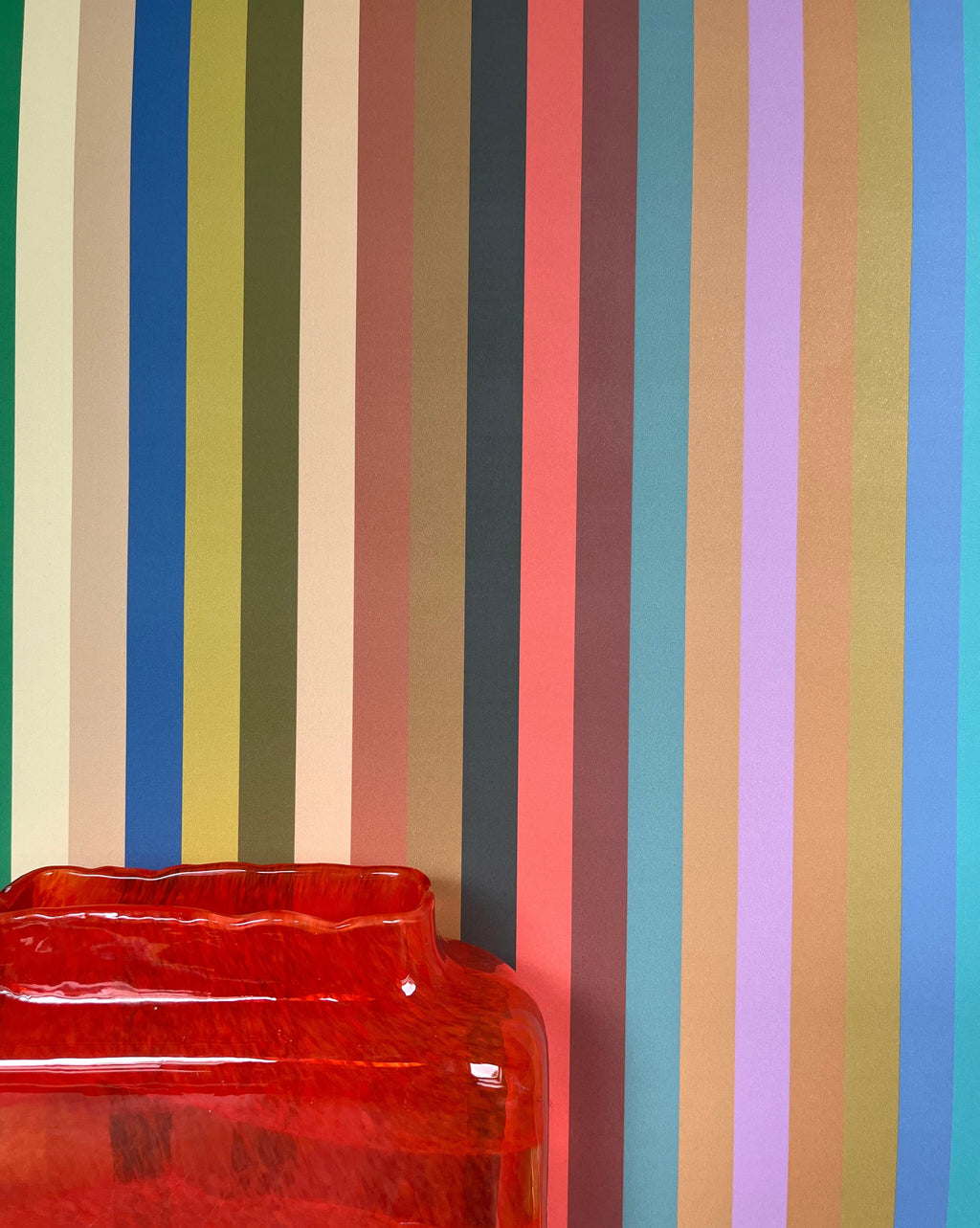Tonal Stripe Wallpaper - Multi Bright Coral