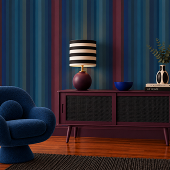 Tonal  Stripe Wallpaper - Inky Blues
