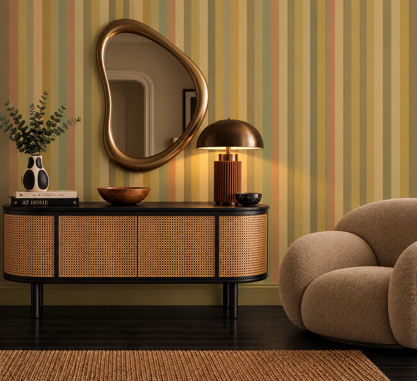 Tonal  Stripe Wallpaper - Flax