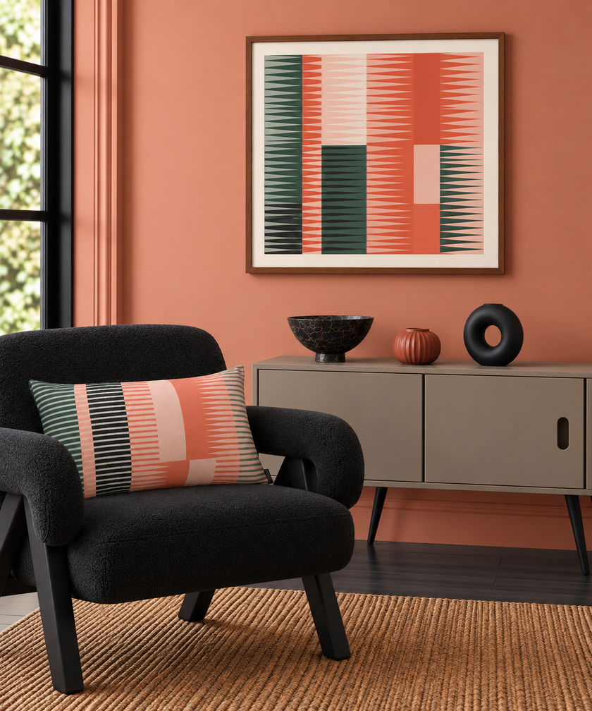 Combed Stripe Cushion - Peach