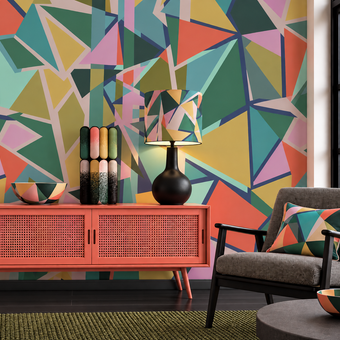 Hypotenuse Mural Wallpaper Poppy
