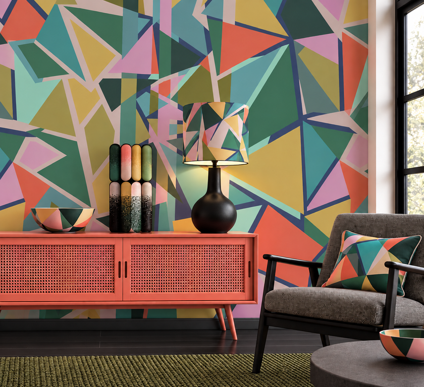 Hypotenuse Mural Wallpaper Poppy