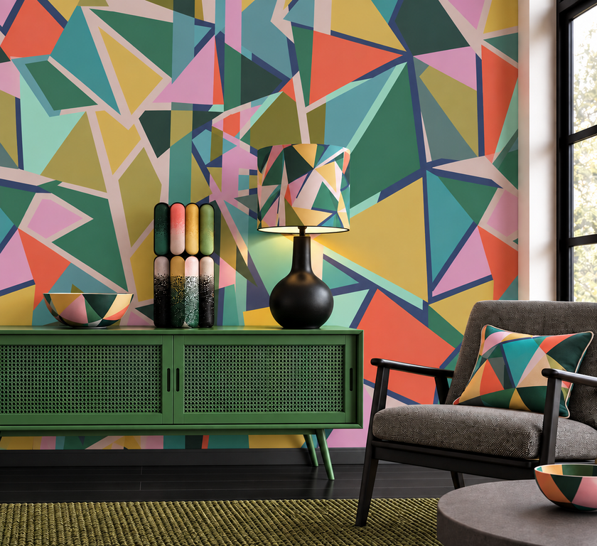 Hypotenuse Mural Wallpaper Poppy