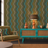 Broad Curvy Retro Stripe Wallpaper