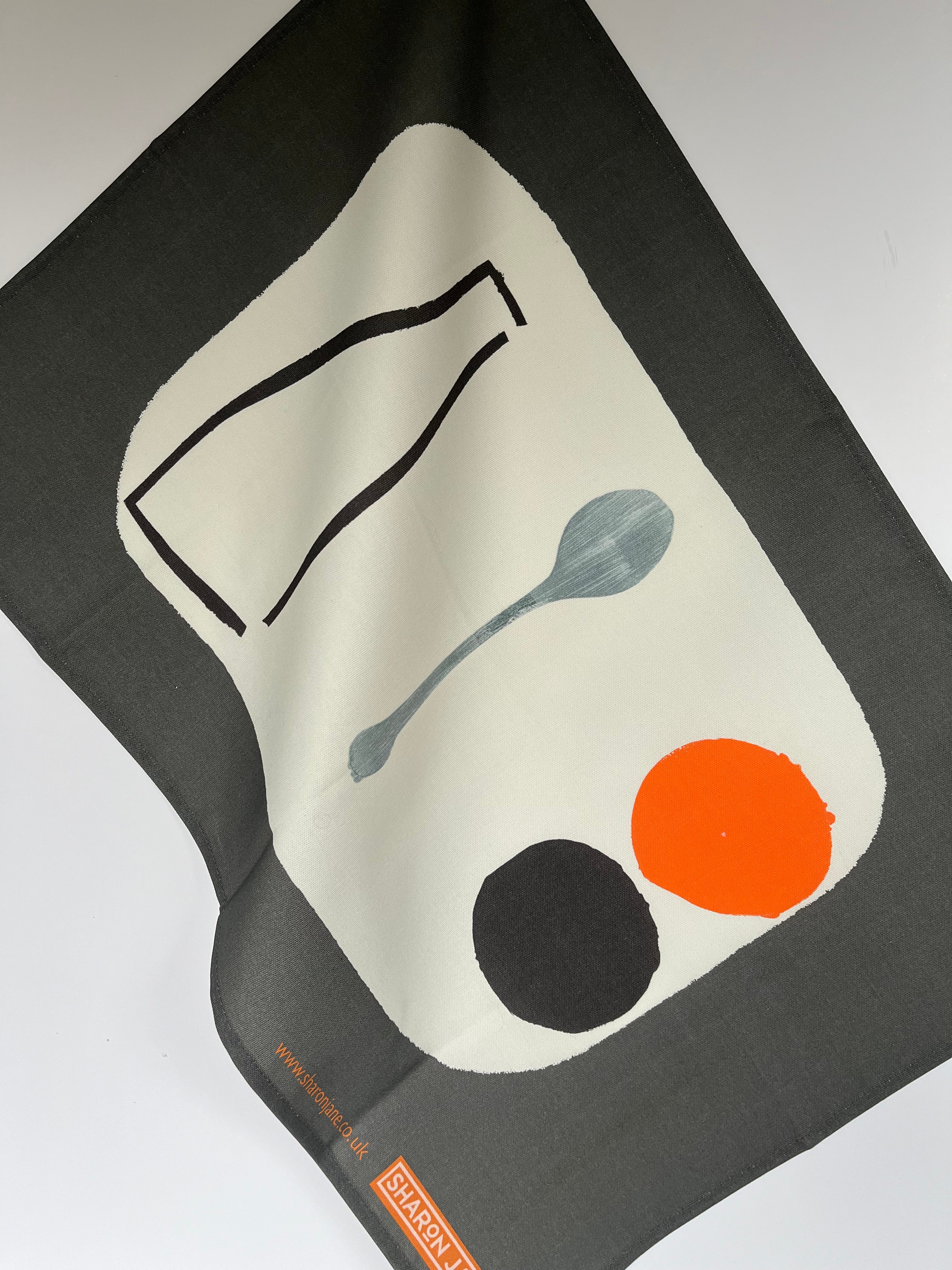 Bottle + Spoon Tea Towel - Charcoal
