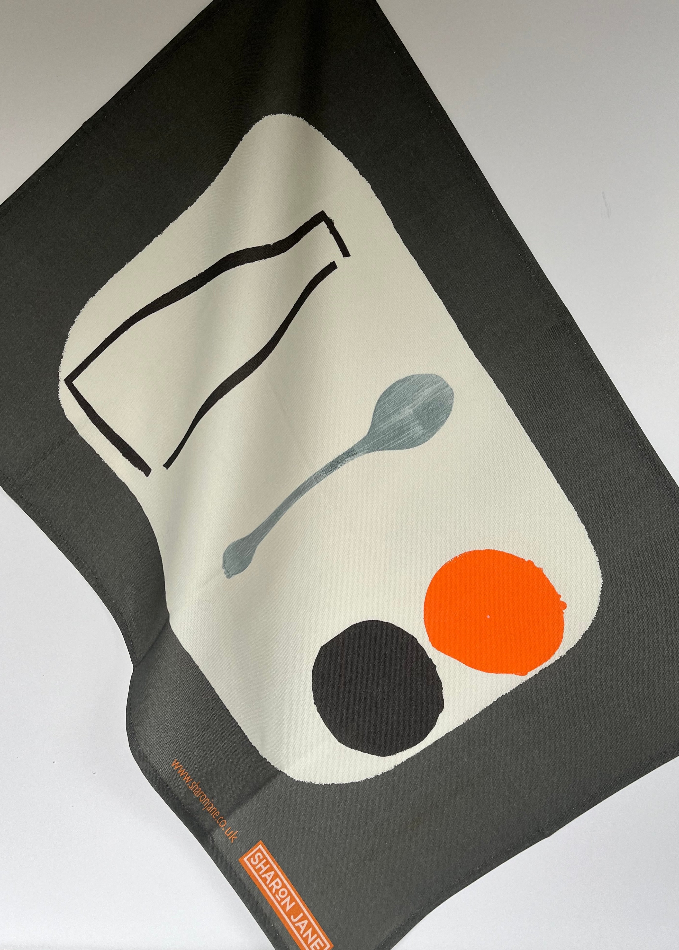 Bottle + Spoon Tea Towel - Charcoal