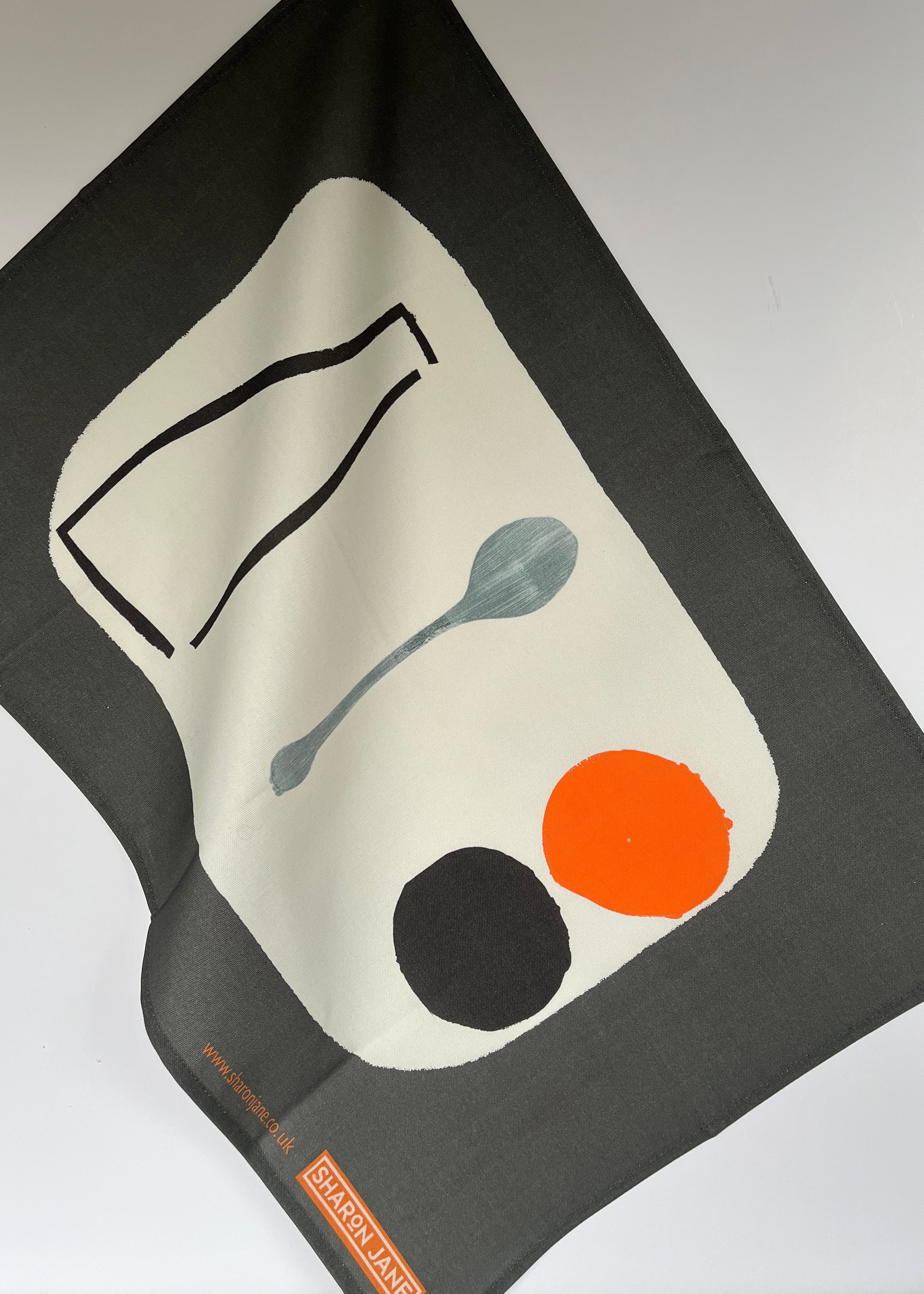 Bottle + Spoon Tea Towel - Charcoal