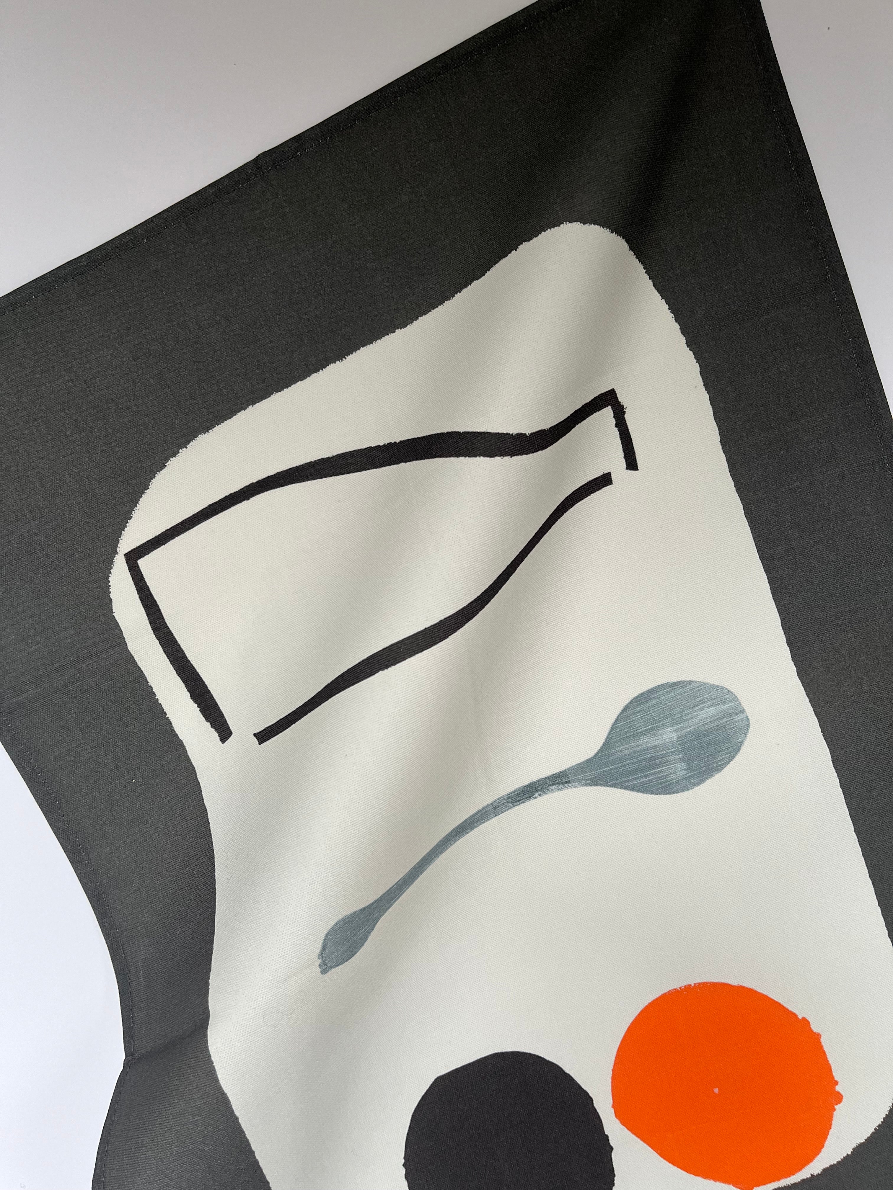 Bottle + Spoon Tea Towel - Charcoal