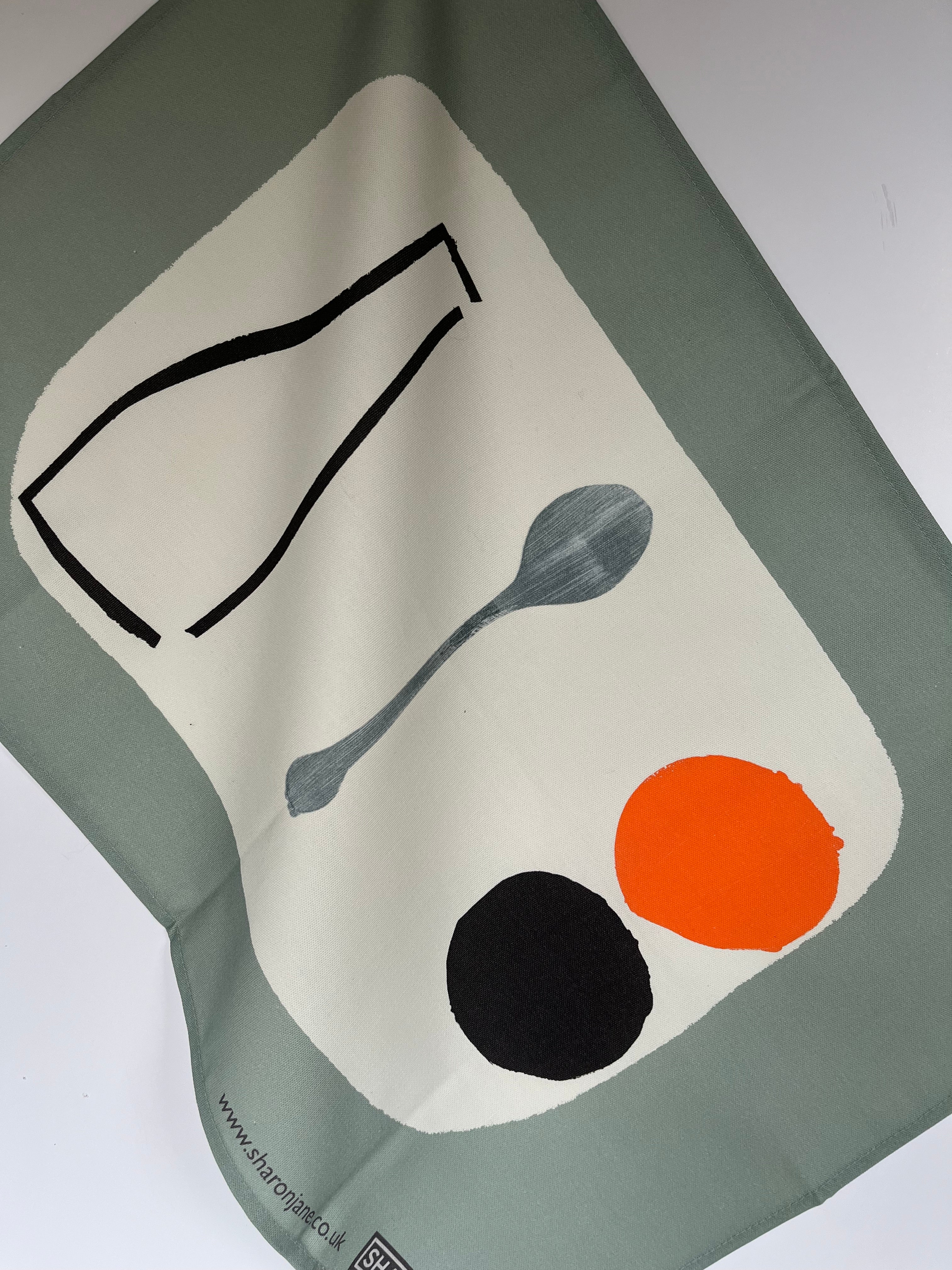 Bottle + Spoon Tea Towel - Pewter