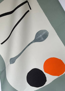 Bottle + Spoon Tea Towel - Pewter