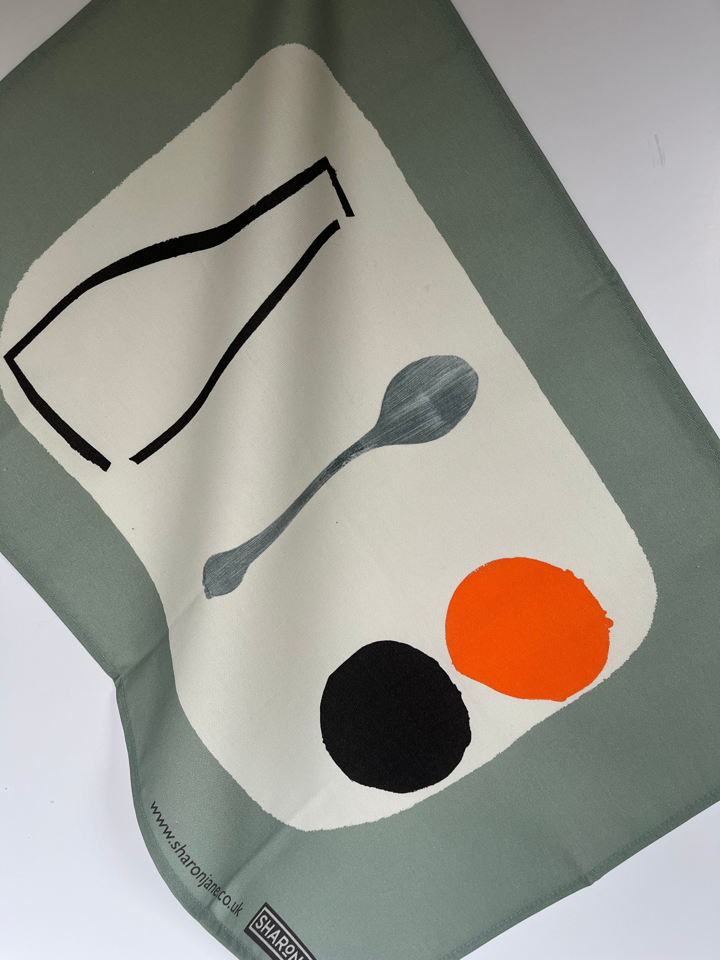 Bottle + Spoon Tea Towel - Pewter