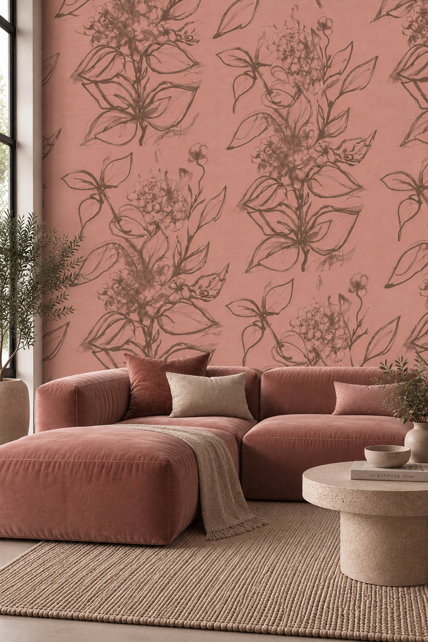 Aquatint Large Panel Floral Wallpaper