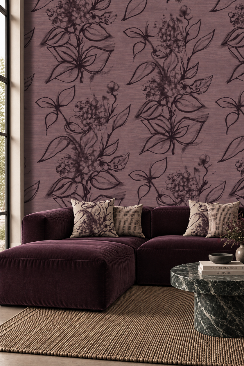 Aquatint Large Panel Floral Wallpaper