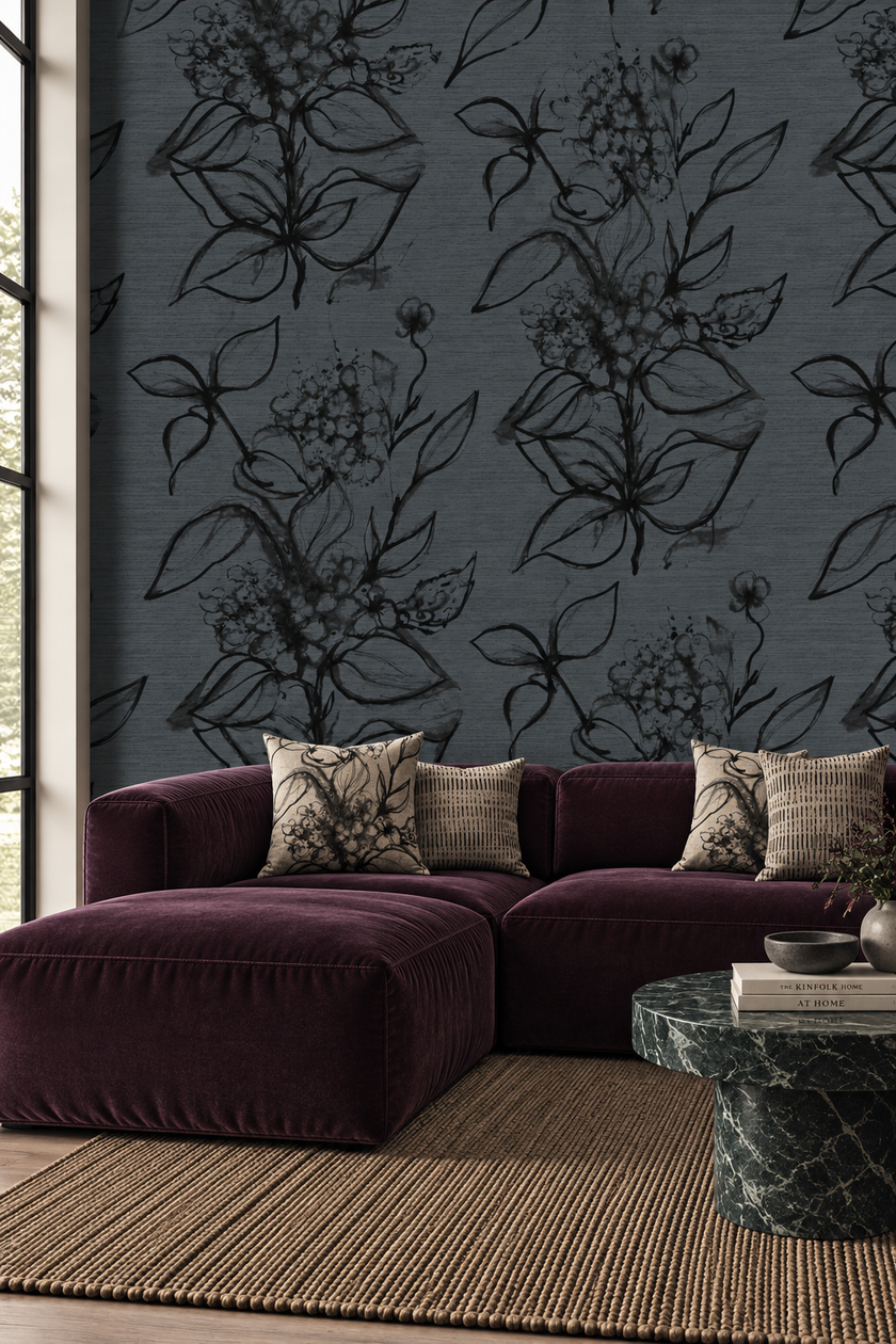 Aquatint Large Panel Floral Wallpaper
