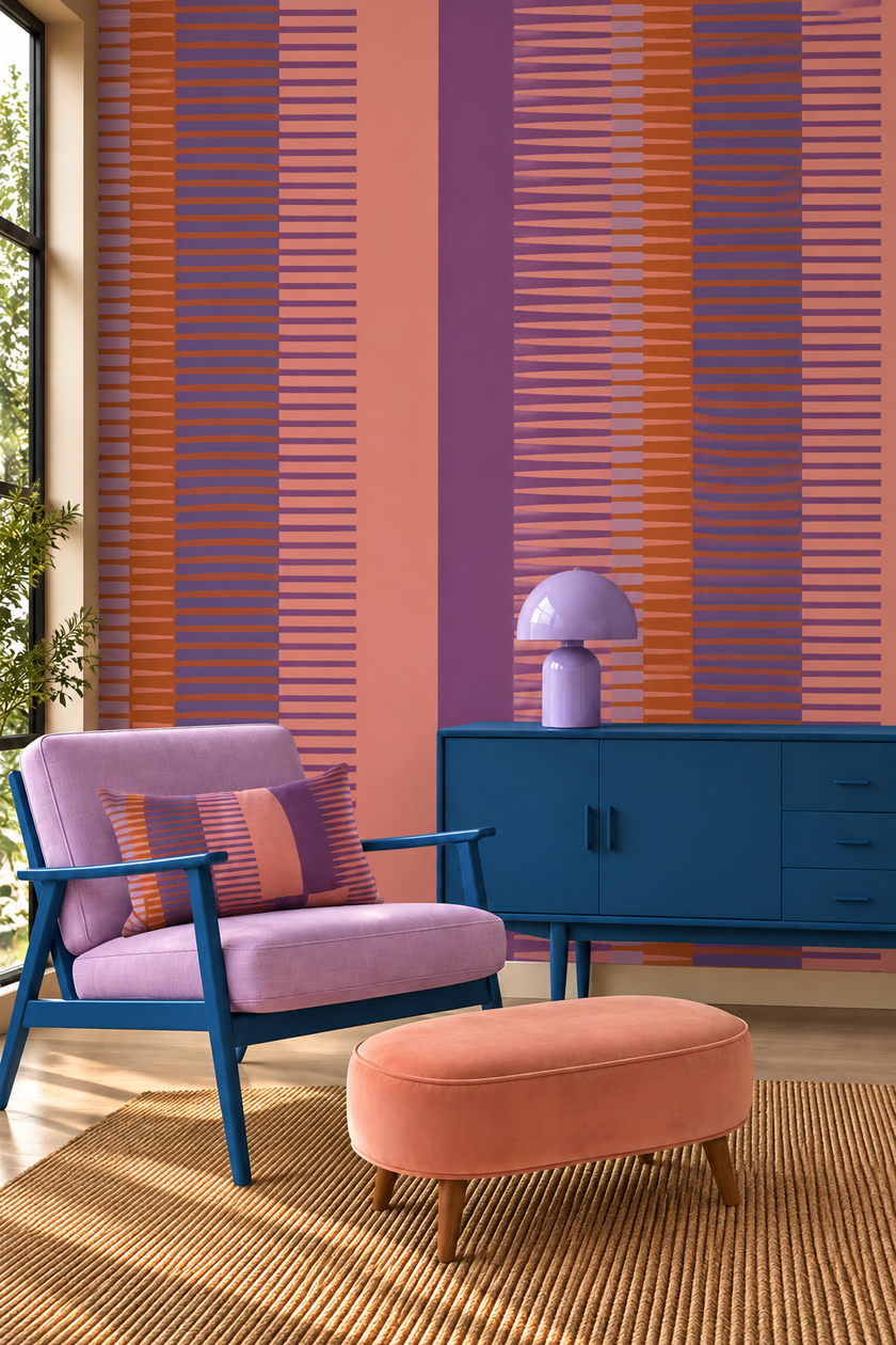 Small Oblong Combed Stripe Cushion - Fuchsia