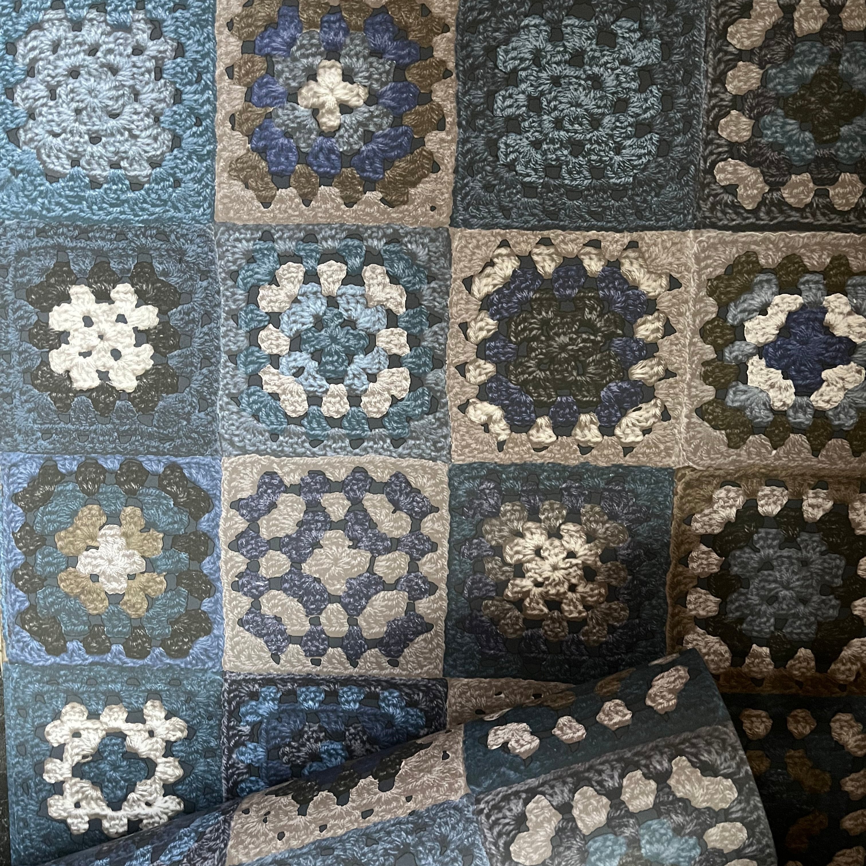 Crochet Wallpaper - Indigo