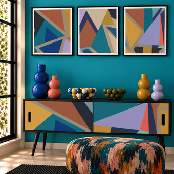 Geometric Square Triptych Print