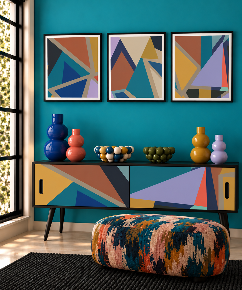 Geometric Square Triptych Print