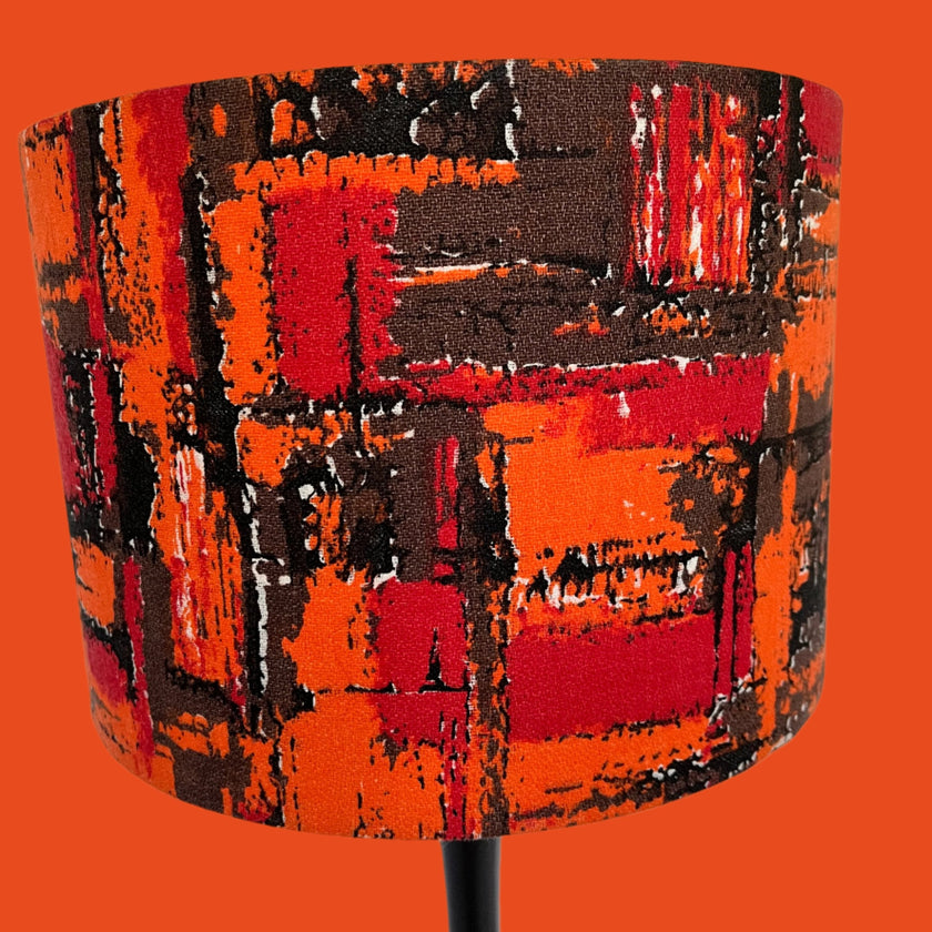 Vintage mid - century fabric Lampshade - 21 h x 30 d cm