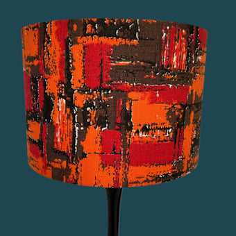 Vintage mid - century fabric Lampshade - 21 h x 30 d cm