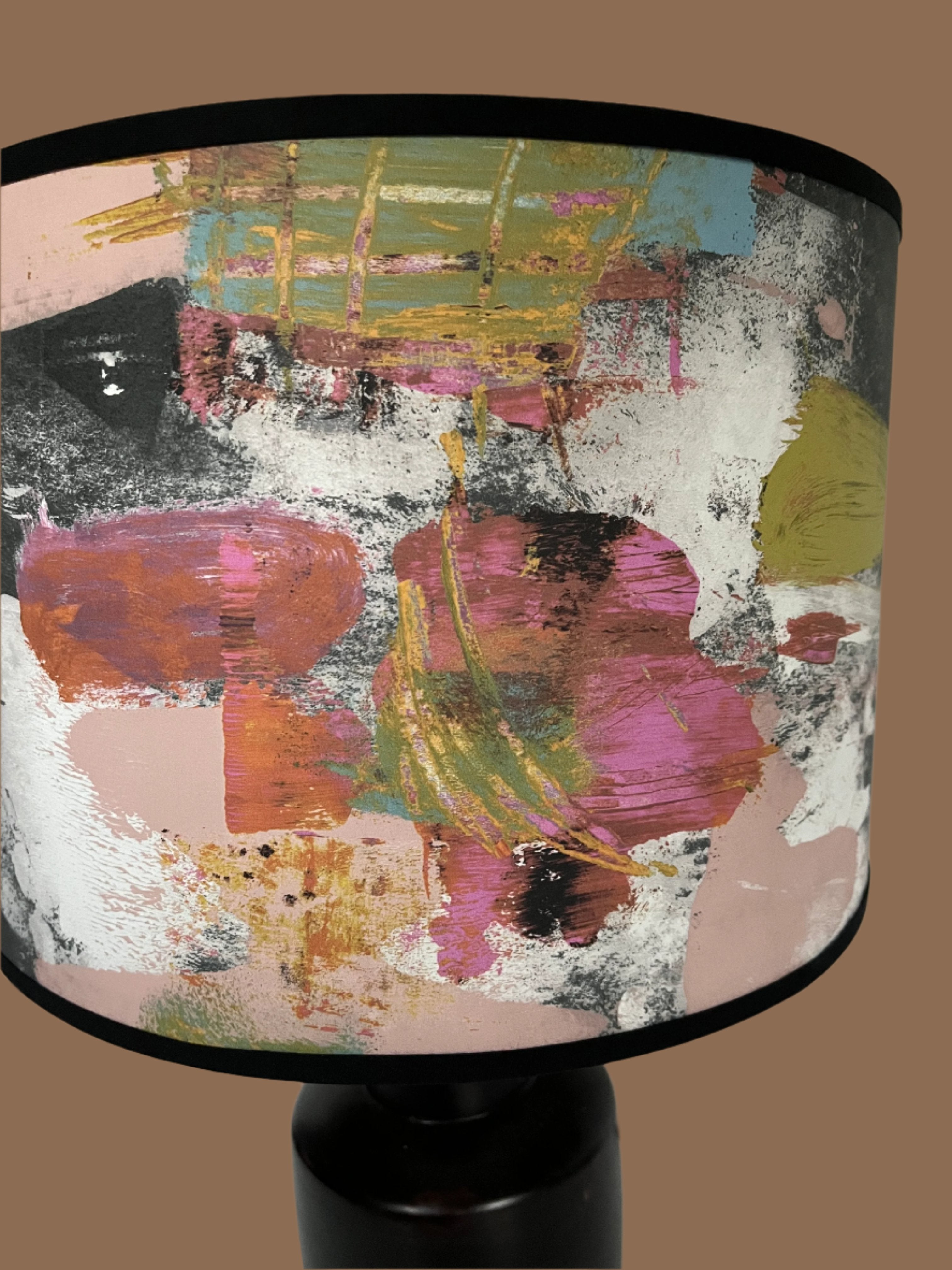 Painterly Abstract Lamp shade - Black - 24 h x 35 d cm