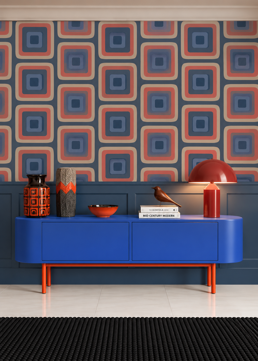 Retro Square  Geometric Wallpaper