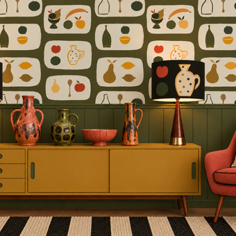 Naive Fruit on a plate Wallpaper