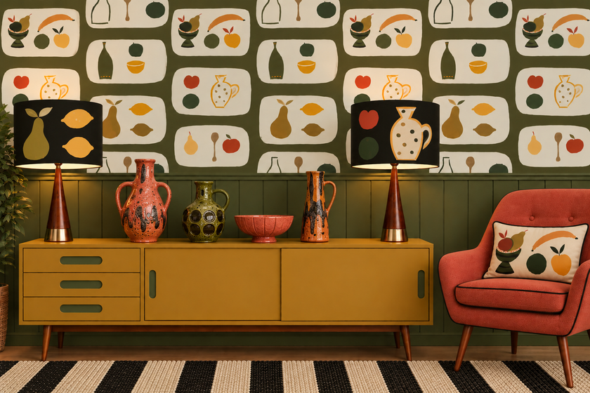Naive Fruit Wallpaper - Dark Khaki