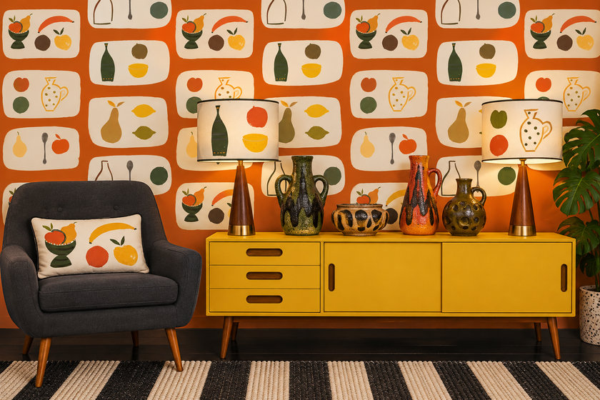 Naive Fruit on a plate Wallpaper