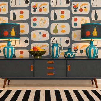 Naive Fruit Wallpaper - Pewter