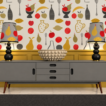 Naive Fruit Motif Wallpaper